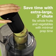 Hamilton Beach Easy Clean Juicer Machine for Fruits and Vegetables with Easy Sweep Cleaning Tool & Extra Large Chute, Extractor de Jugos, Black & Stainless