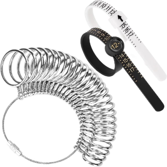 Metal Ring Sizer Gauge Set With Flexible Finger Measuring Ruler, Portable Ring Size Measuring Tool Matching electronic Ring Sizing Kit And Ring Sizer Jewelry Making Supplies