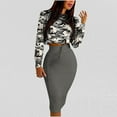 thumbnail image 2 of JINMGG Womens Plus Size Clearance $5 Women Print O-Neck Long Sleeve Tops and Skirt Two Pieces Set Women Set Camouflage S, 2 of 7