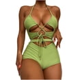 thumbnail image 1 of Traje de baño HUOGUO para mujer, vacaciones, playa, estampado con costuras divididas, 1 of 4