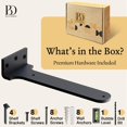 thumbnail image 4 of 10" Black Floating Shelf Bracket by Balin Designs - Industrial Hidden Wall Bracket for Kitchen, Bathroom Bookshelves - Heavy Duty, Free Hanging Invisible Support for Shelves & Countertops (Pack of 4), 4 of 9