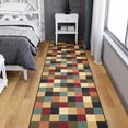 thumbnail image 5 of Ottomanson Extra Long Runner Rug 2'7" x 15' – Non-Slip Low Pile Hallway Carpet, Checkered Multicolor, 5 of 8