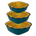 thumbnail image 1 of Ensemble de 6 Pcs pour Cuvette et Passoire de Cuisine Multifonction à Double Couche Drain Bassin et pour Fruits Légumes Égouttoir au-Dessus Cuisine 24 Égouttoir à Vaisselle en Bois Housse de Salle de Bain Pliable, 1 of 4