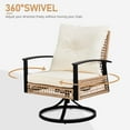 thumbnail image 6 of VINGLI 3 Pieces Outdoor Swivel Rocker Patio Chairs, Wicker Patio Bistro Set with 2 Rocking Chairs and 1 Coffee Table, Patio Furniture Set with Thickened Cushions for Porch Backyard Poolside, 6 of 9
