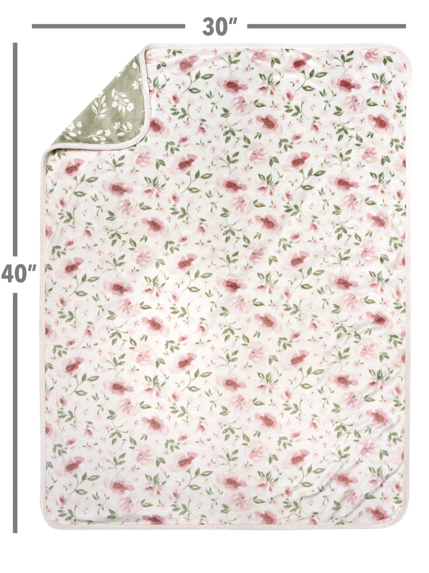Modern Moments By Gerber Baby & Toddler Girls Reversible Plush Blanket, Ivory