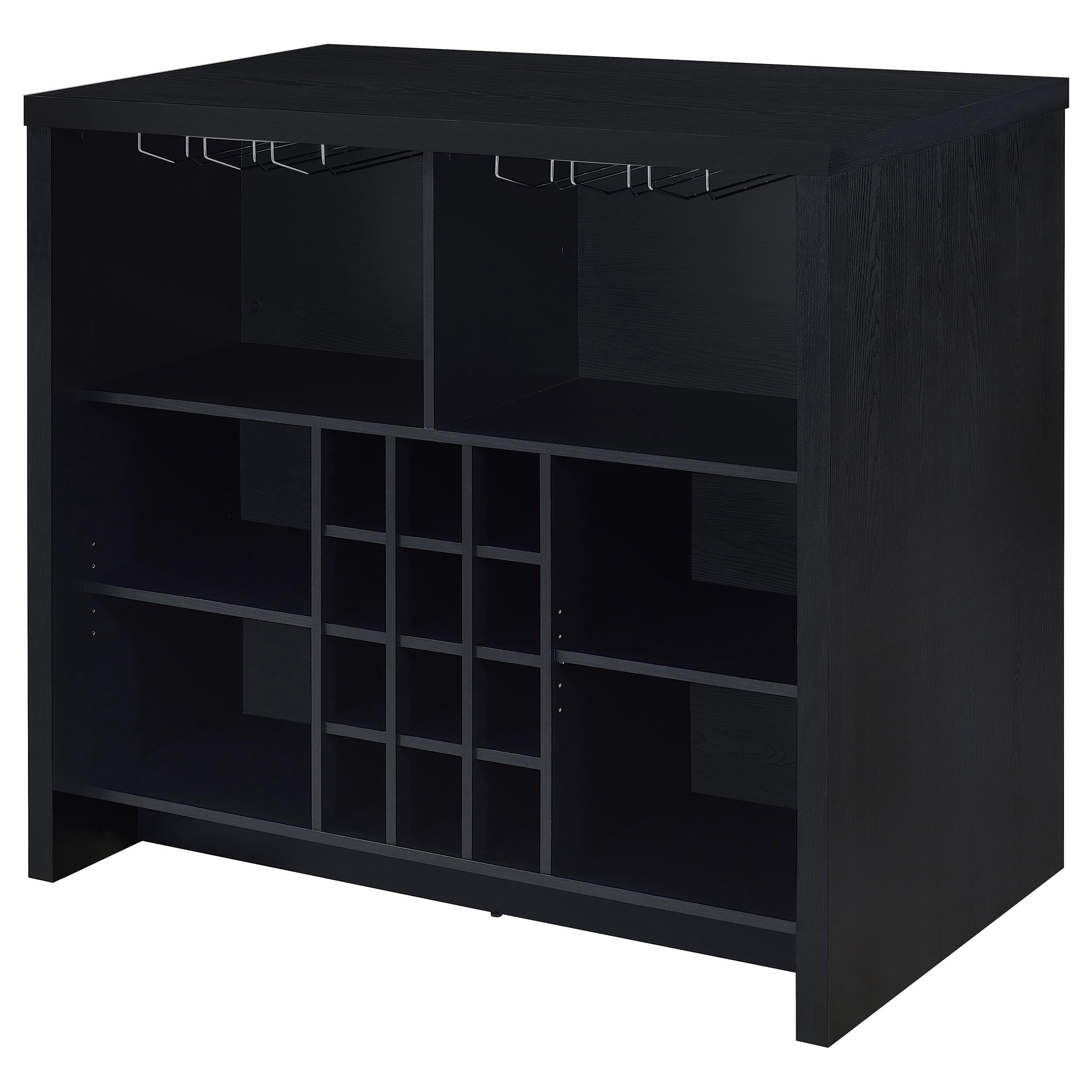 Irving Black Freestanding Home Bar with Open Storage