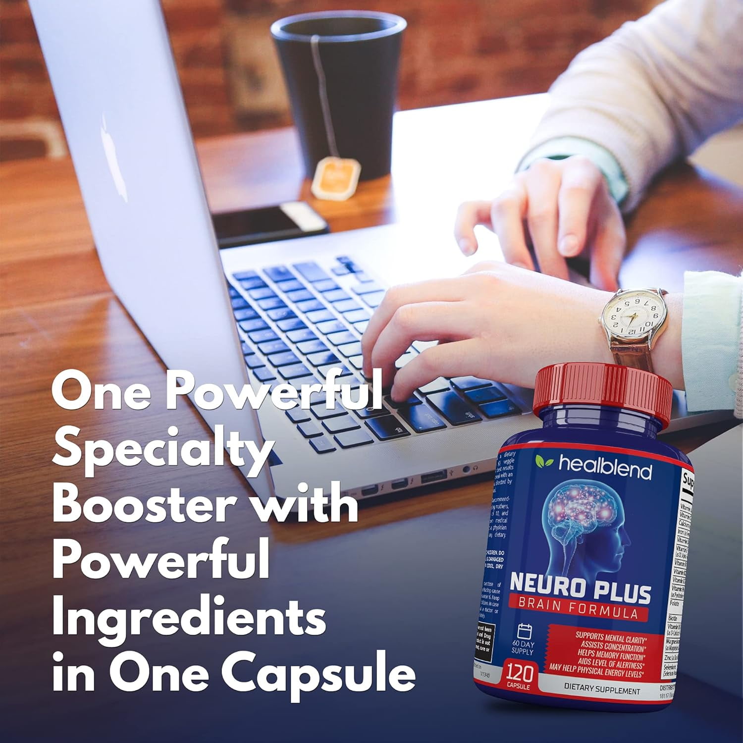 Healblend Neuro Plus Brain Booster Supplements - Brain & Focus Formula, Supports Memory, Concentration & Mental Clarity - 3-Pack