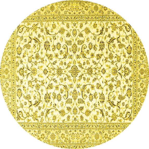 Ahgly Company Indoor Round Persian Yellow Traditional Area Rugs, 6' Round