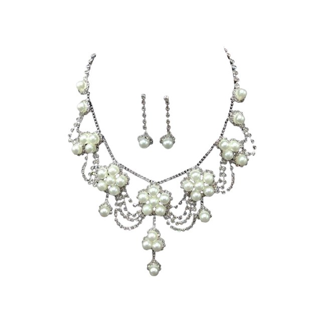 Jumpingount Conjunto de aretes y collar para novia, accesorio de decoración delicada a la moda, accesorio para banquete, boda, estilo Simple, joyería Ropa, zapatos y accesorios Miscelánea Tipo 2 Jumpingount AP012315-02