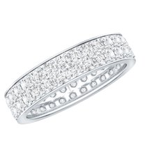 Rosec Jewels Certified Moissanite Wedding Band Ring - Eternity Band - D-VS1 Quality, 14K White Gold, US 9.50