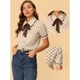 thumbnail image 2 of Camiseta de Manga Corta Mujer Allegra K Cuello Peter Pan Lunares Beige S, 2 of 5