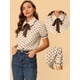 thumbnail image 2 of Camiseta de Manga Corta Mujer Allegra K Cuello Peter Pan Lunares Beige S, 2 of 5