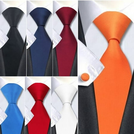 Silk Floral Tie EFINNY Classic Men's Silk Tie Solid Plain Jacquard Woven Wedding Party Necktie Set ()