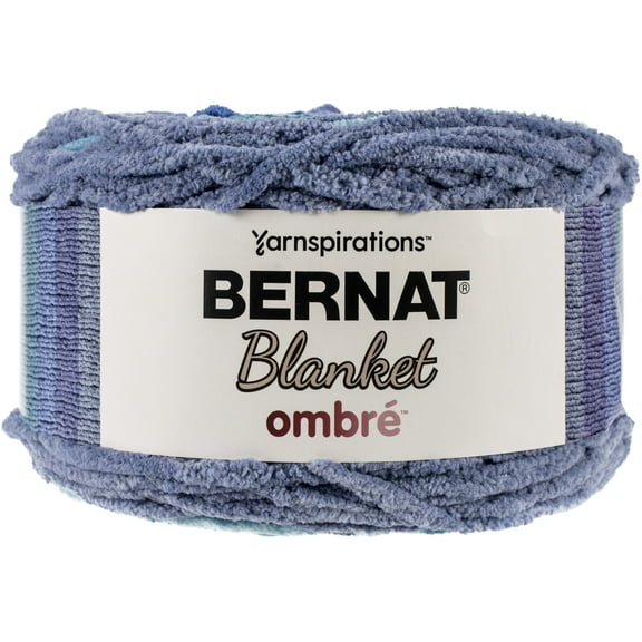 Bernat Blanket Ombre Shaded Blue Ombre Yarn - 2 Pack of 300g/10.5oz - Polyester - 6 Super Bulky - 220 Yards - Knitting/Crochet
