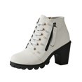 thumbnail image 2 of Willtoo Womens Lace-Up Ankle Boots Chunky Block Heel Platform Non Slip Booties Side Zipper Fashion Fall Winter Short Boots, 2 of 6
