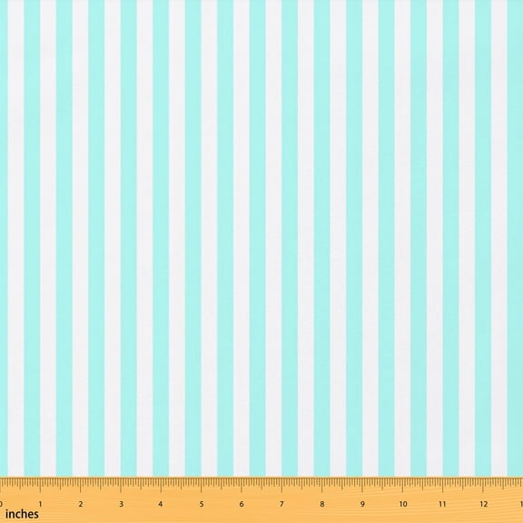 Manfei Minimalist Stripe Fabric by the Yard 1 Yard, Aesthetic Geometric Home Decor Fabric by the Yard, Mint White