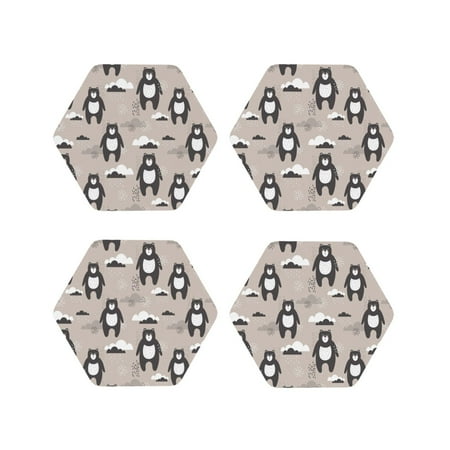 

Tideii Cartoon Bear Brown for Leather Coasters 4 Pieces Anti-fouling and Anti-scalding Decorative Coasters Suitable for Restaurants Kitchens Coffee Shops-Hexagon