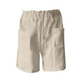 thumbnail image 2 of Lroveb Linen Shorts for Women Plus Size High Waisted Bermuda Shorts Comfortable Casual Summer Elastic Waist Beach Shorts With Pockets Beige, 2 of 4