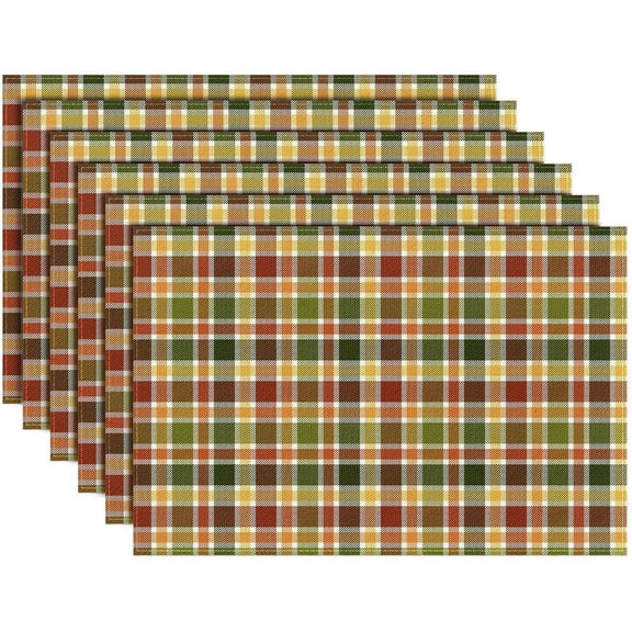 Fall Buffalo Plaid Placemats 12×18 Inches Set of 4 Thanksgiving Table Mats Buffalo Check Seasonal Holiday Indoor Kitchen Dining Table Place Mats for Home Party Decoration