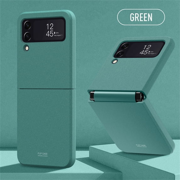 SaniMore for Samsung Galaxy Z Flip 4 6.7" Folding Hinge Fluffy Paint Case, Rugged PC Anti-Fingerprint Anti-Scratch Full Body Protective Case for Samsung Z Flip 4 Women Men, Darkgreen