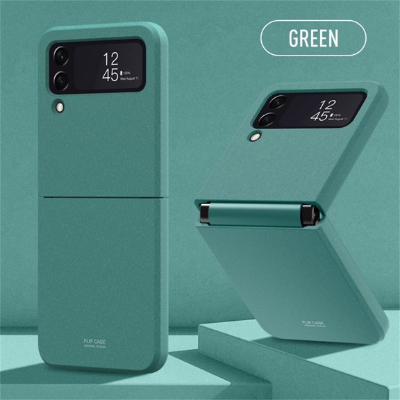 SaniMore for Samsung Galaxy Z Flip 4 6.7" Folding Hinge Fluffy Paint Case, Rugged PC Anti-Fingerprint Anti-Scratch Full Body Protective Case for Samsung Z Flip 4 Women Men, Darkgreen