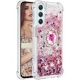 thumbnail image 6 of Glitter Clear Sparkly Bling Samsung Galaxy A24 4G Case for Women, Flowing Liquid Quicksand Cover with Diamond Ring Holder Case for Samsung Galaxy A24 4G  Rose Gold, 6 of 14