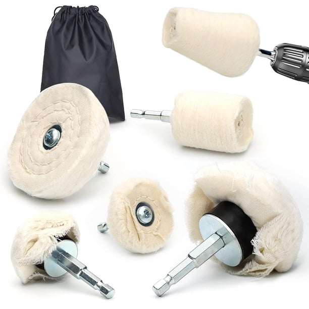 Rueda de pulido para taladro, 6 piezas Rueda de pulido cónica, Almohadilla de pulido de algodón, Rueda de pulido para taladro, Rueda de pulido, Para metal Aluminio Acero inoxidable Joyería