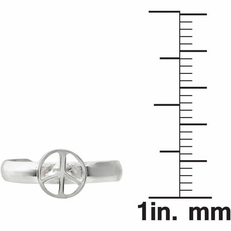 Brinley Co. Women's Sterling Silver Adjustable Peace Sign Fashion Toe Ring