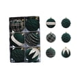 thumbnail image 2 of QISIWOLE 6Pcs 3.14in Flocked Christmas Ball Ornaments, 6 Styles Glitter Hanging Ornaments of Christmas Tree Holiday Rustic Modern Party Decor, Green, 2 of 6