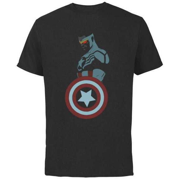Marvel Avengers Sam Wilson Captain America Portrait - Short Sleeve Cotton T-Shirt for Adults - Customized-Black