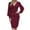 Burgundy, variant on Herrnalise Women’s Dresses Summer 2024 Fashion Autumn Winter Solid Blouse V-Neck Button Long Sleeve Dress S-XL