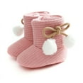 thumbnail image 3 of Baby Girls Non-slip Snow Boots Newborn Soft Sole Cute Pompom Crib Shoe First Walkers, Pink, 3 of 5