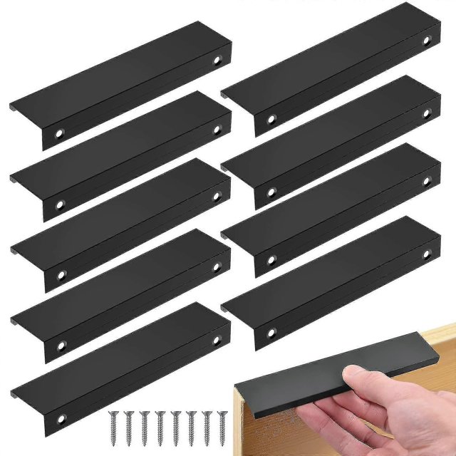 Black Kitchen Handle10pcs Invisible Center Distance Furniture Handlealuminum Door Knobblack Furniture Handle For Offices Drawers Cupboards (128m