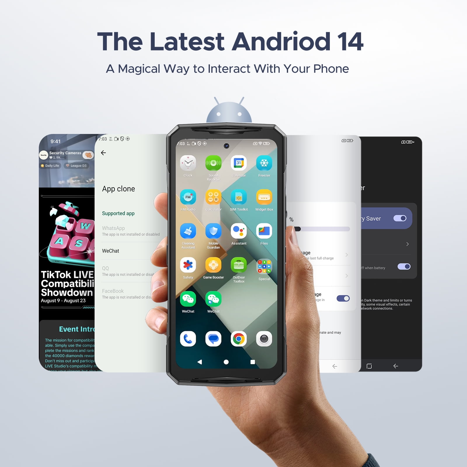 DOOGEE V40 Rugged Smartphone 5G,32GB+512GB/2TB Android 14 Rugged Phone,4nm D7300,6.78" FHD+120Hz Rugged Unlocked Cell Phone,108MP+20MP Night Vision,8680mAh,3 Card Slots/Dual Unlock/NFC/Wi-Fi6E/IP69K