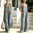 thumbnail image 4 of Quixlent Women Boho Sleeveless Maxi Dress, V Neck Flowy Long Tank Dress, Summer Casual A-line Loose Dress with Pockets, 4 of 8