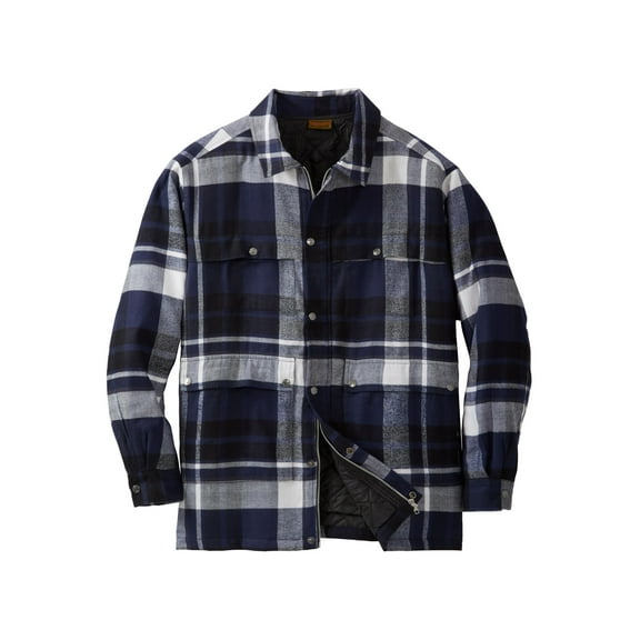 Boulder Creek By Kingsize Men's Big & Tall Flannel Full Zip Snap Closure Renegade Shirt Jacket
