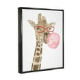 thumbnail image 3 of Stupell Fun Giraffe Bubblegum Animal Animals & Insects Painting Black Floater Framed Art Print Wall Art, 3 of 6