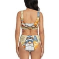 thumbnail image 3 of Wukai Hello Summer Cute Gnome Women's Bikini Set Two Piece,wimsuit High Waisted V Neck Twist Front Adjustable Spaghetti Straps Bathing Suit-Small, 3 of 7