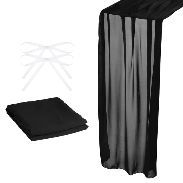 10 Pies Chifón Mesa Camino, 28 x 120 Pulgadas Rústico Gasa Mantel Transparente Boda Mesa Camino para Boda Nupcial Fiesta Mesa Decoraciones, Negro
