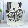 thumbnail image 4 of Saying Soft Flannel Fleece Throw Blanket, I Love Surf as My Life or Maybe Much More Text in Hipster Sunglasses, Cozy Plush for Indoor and Outdoor Use, 60" x 80", Charcoal Grey Coconut, by Ambesonne, 4 of 5