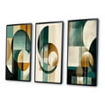 thumbnail image 3 of Designart "Retro Gold and Teal Full Moon Grace I" Modern Geometric Framed Wall Art Set Of 3 - Gold Abstract Frame Gallery Set For Office Decor, 3 of 6