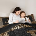 thumbnail image 4 of Catabedysis Cheetah Letter J Full Size Comforter Sets For Girls,Mixed Leopard Print Bedding Comforter Set,Black Reversible,3pcs,1 Comforter and 2 Pillowcases, 4 of 7