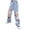 Navy, variant on Yammkia Teen Girl Jeans Girl's Print Cargo Pants Flap Pocket Mid Waist Wide Leg Casual Jeans Size 10-11 (Navy,10-11 Years)