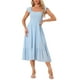 thumbnail image 2 of Vestido midi bohemio de tirantes con volantes y escote cuadrado para mujer INSPIRE CHIC en azul claro, talla S, 2 of 6