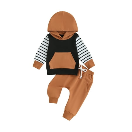 

Baby Boy Fall Winter Tracksuit Long Sleeve Hooded Hoodies Sweatshirt with Pants Set Infant Clothes