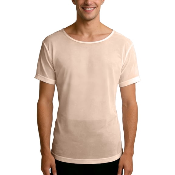 Men See Through T Shirt Mesh Tees Unique Design Short Sleeve Breathable Transparent Summer Outfit Tops