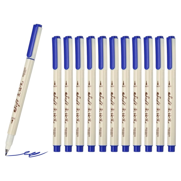 Fineliner Colored Pens, 12 Pcs Dark Blue Felt Brush Tip Fineliner Marker Waterproof Ink Watercolor Coloring Book Art Supplies