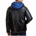 thumbnail image 2 of Nautica NEW True Black Shiny Vinyl Mens Size XL Bomber Hooded Jacket, 2 of 4