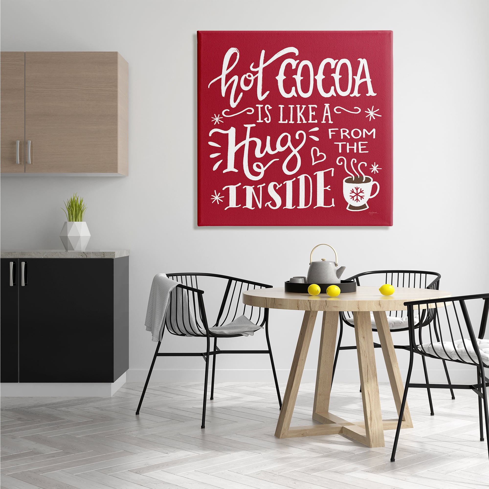 Stupell Industries Hot Cocoa Hugs Phrase Chocolate Winter Beverage Food & Beverage Painting Gallery Wrapped Canvas Print Wall Art, 36 x 36
