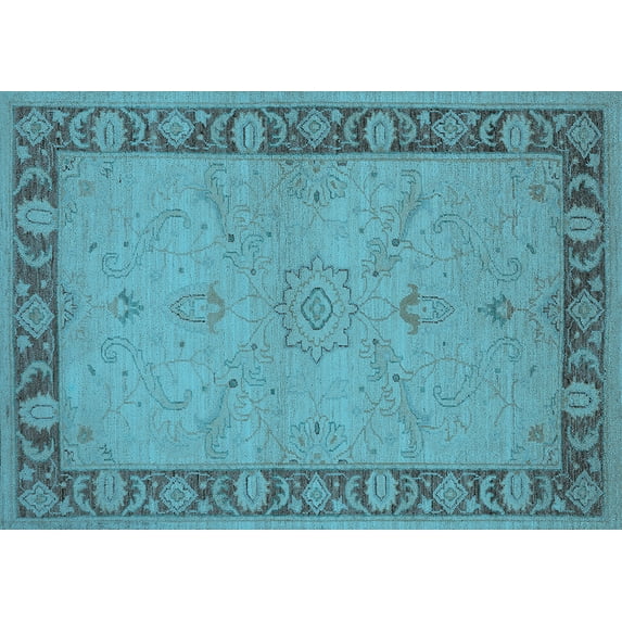 Ahgly Company Indoor Rectangle Oriental Light Blue Traditional Area Rugs, 2' x 4'